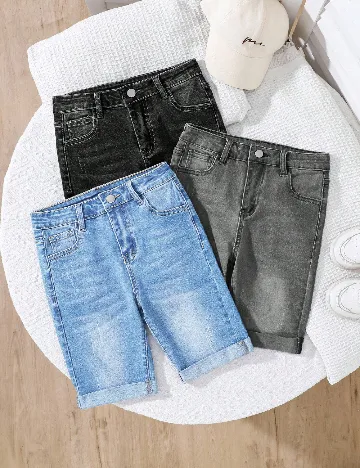 Set Pantaloni scurti 3 perechi Shein Kids, mix culori