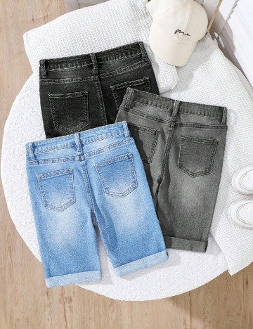 Set Pantaloni scurti 3 perechi Shein Kids, mix culori