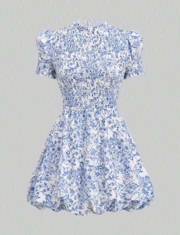 Rochie scurta SHEIN, albastru/alb