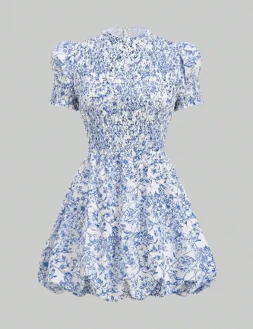 Rochie scurta SHEIN, albastru/alb