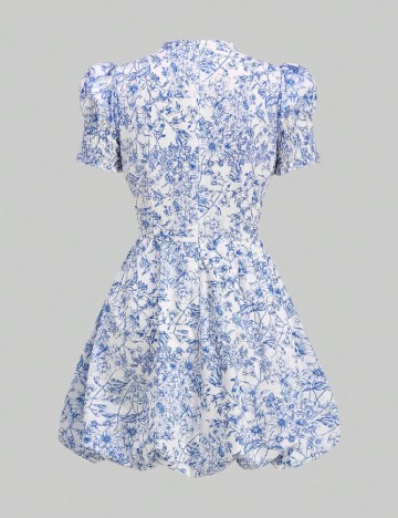 Rochie scurta SHEIN, albastru/alb