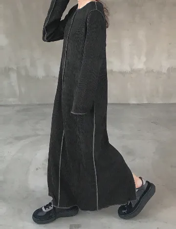 Rochie lunga Friful, gri inchis