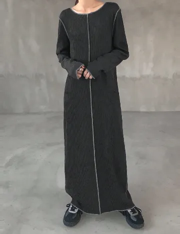 Rochie lunga Friful, gri inchis