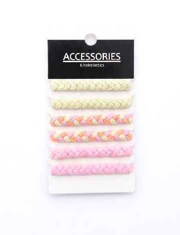 Set elastice de par 6 bucati ACTION, roz/ ecru