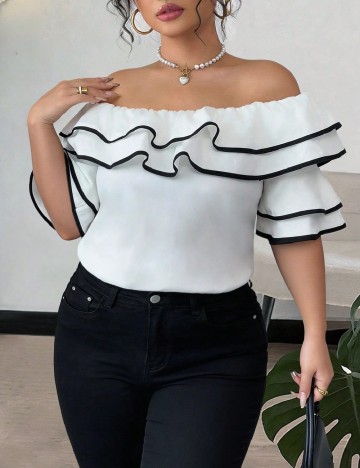 Bluza SHEIN CURVE, alb
