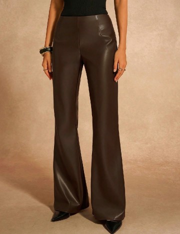 Pantaloni imitatie de piele SHEIN, maro