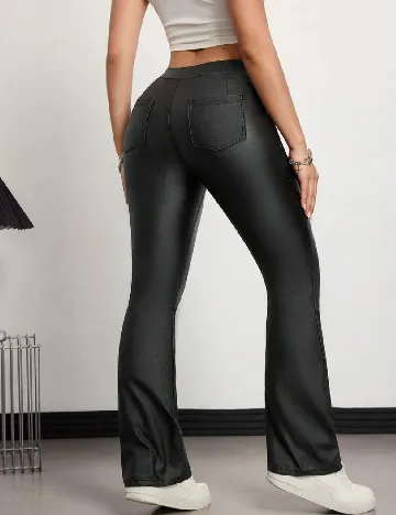 Pantaloni imitatie de piele SHEIN, negru