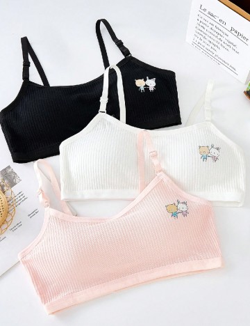 Set bustiere 3 bucati Shein Kids, mix culori