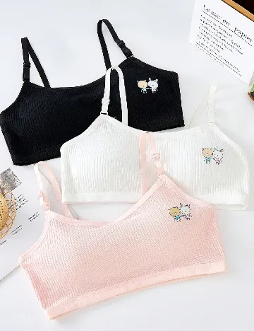 Set bustiere 3 bucati Shein Kids, mix culori