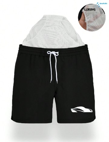 Short de baie SHEIN, negru