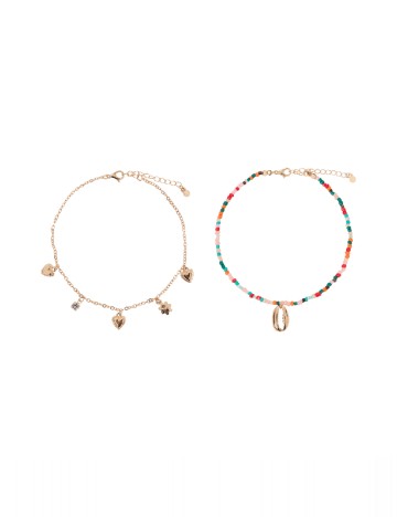Set bratari de picior 2 bucati ACTION, mix culori