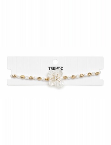 Colier Trendz, alb/auriu