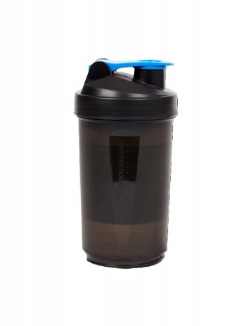 Shaker multifunctional 600 ml Bodymass Nutrition, negru