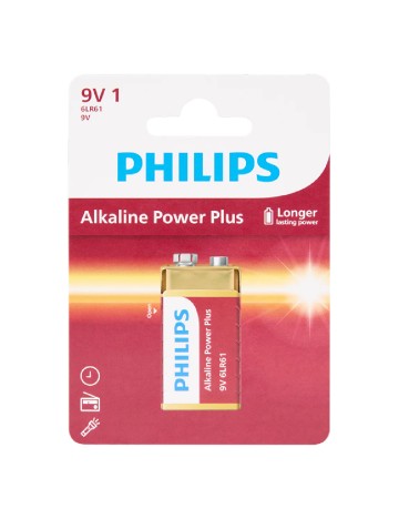 Baterie alcalină 9V PHILIPS, rosu