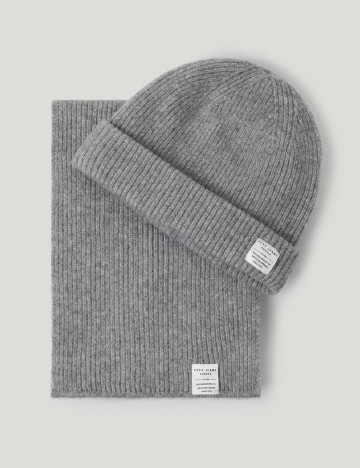 Set caciula si fular Pepe Jeans, gri