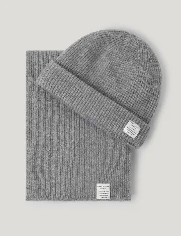 Set caciula si fular Pepe Jeans, gri