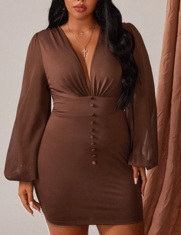 Rochie scurta SHEIN CURVE, maro