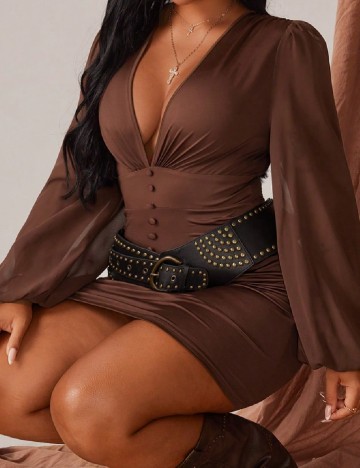 Rochie scurta SHEIN CURVE, maro