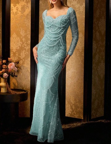Rochie lunga MOTF, turcoaz
