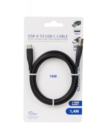 Cablu de încărcare și de date USB-A la USB-C, negru