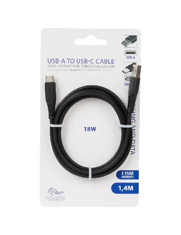 Cablu de încărcare și de date USB-A la USB-C, negru