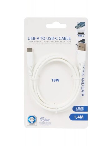 Cablu de încărcare și de date USB-A la USB-C, alb