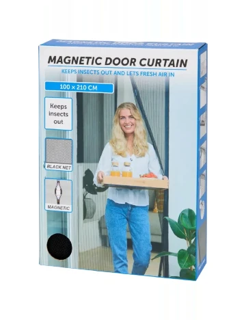 Perdea magnetica anti-insecte pentru usa Dayes, negru