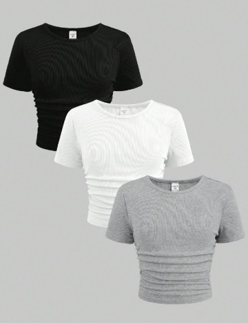 Set topuri 3 bucati Shein Kids, mix culori