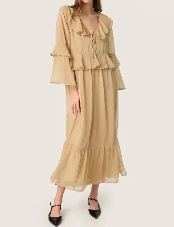 Rochie medie Soaked In Luxury, maro deschis