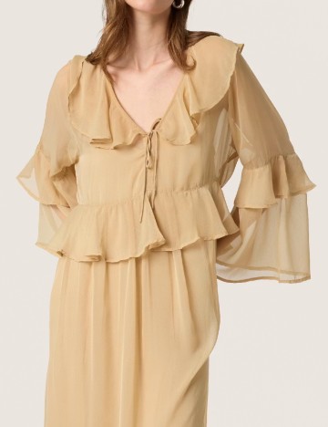 Rochie medie Soaked In Luxury, maro deschis
