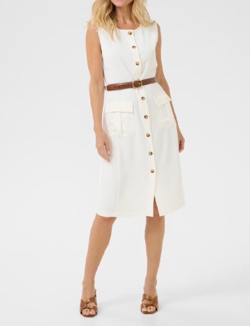 Rochie medie Cream, alb