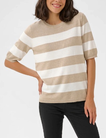 Bluza Kaffe, bej/alb