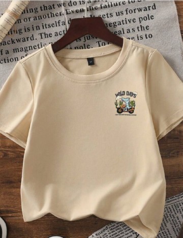 Tricou Shein Kids, crem