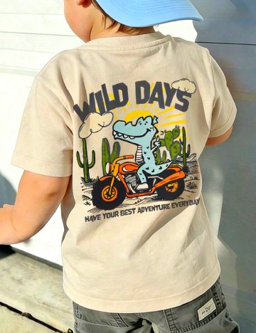 Tricou Shein Kids, crem