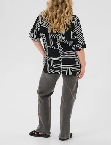 Camasa Kaffe Curve, alb/negru