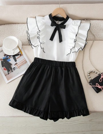 Compleu Shein Kids, negru/alb