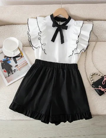 Compleu Shein Kids, negru/alb