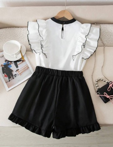 Compleu Shein Kids, negru/alb