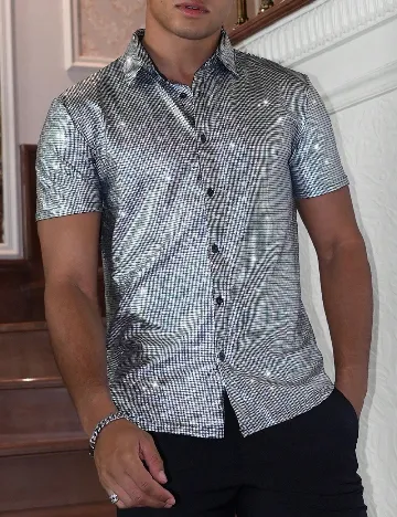 Camasa SHEIN Plus Size Men, argintiu