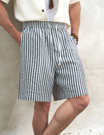 Pantaloni scurti SHEIN, alb/gri
