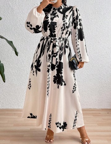 Rochie medie SHEIN CURVE, crem/negru