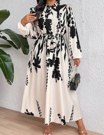 Rochie medie SHEIN CURVE, crem/negru