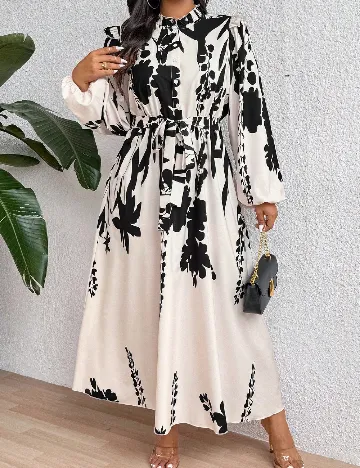 Rochie medie SHEIN CURVE, crem/negru