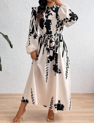 Rochie medie SHEIN CURVE, crem/negru