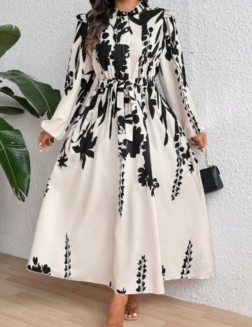 Rochie medie SHEIN CURVE, crem/negru