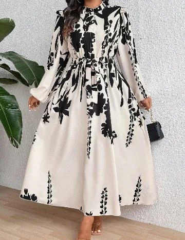 Rochie medie SHEIN CURVE, crem/negru