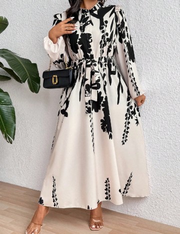 Rochie medie SHEIN CURVE, crem/negru