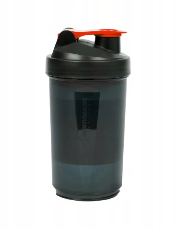Shaker multifunctional 600 ml Bodymass Nutrition, negru