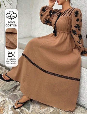 Rochie medie Dazy Plus Size, maro