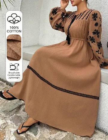 Rochie medie Dazy Plus Size, maro